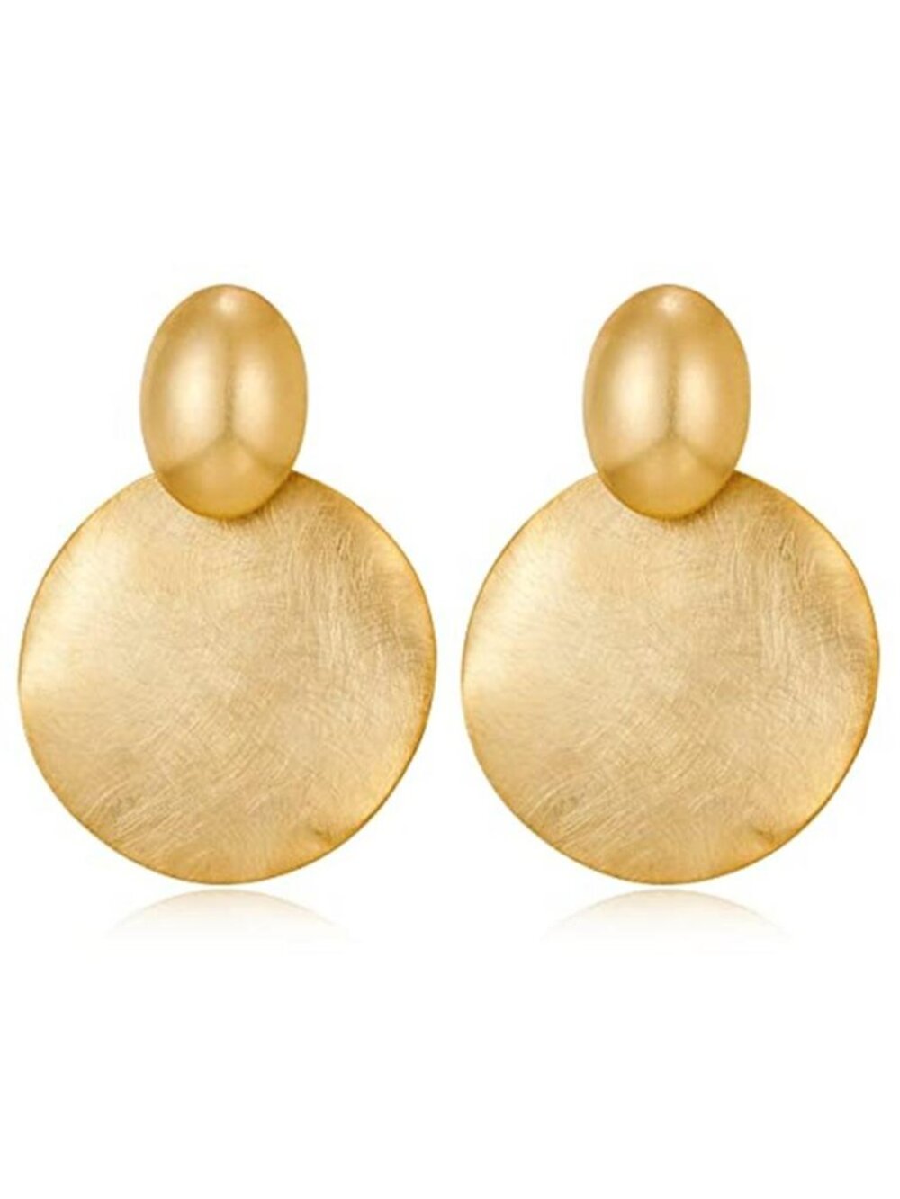 Big Disc Drop Earrings Gold Dangle Earrings Round Hammered Earrings